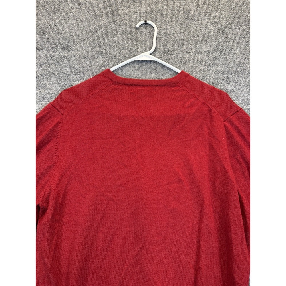 Brooks Brothers Men's Large V-Neck Merino Wool Sweater Red Hong Kong - Picture 8 of 11